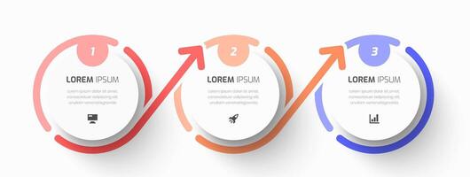 Infographic Business with Line, Circle Label, Arrow, Icon and 3 Number for Presentation vector