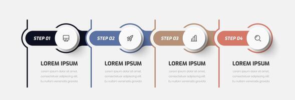 Infographic Business with Line Circle Label Arrow Icon and Four Step for Presentation vector
