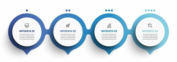 Business Timeline Infographic Presentation Template with Circle Label Blue Color Icon and 4 Option vector