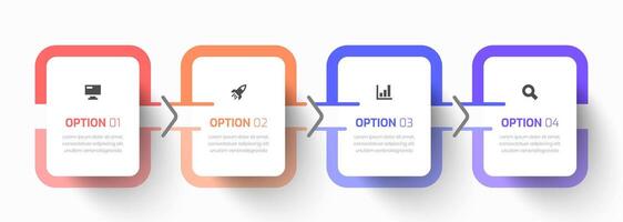 Infographic Business with Rounded Rectangle Label, Icon and 4 Option for Presentation vector