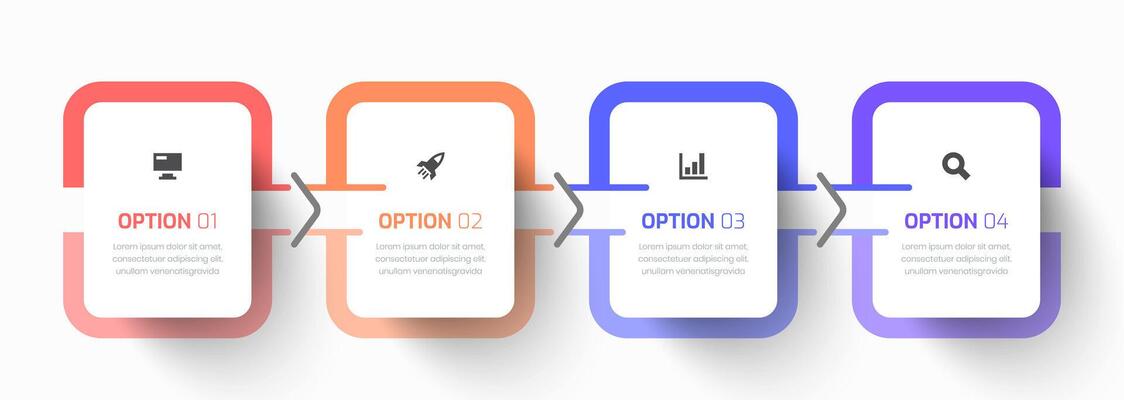 Infographic Business with Rounded Rectangle Label, Icon and 4 Option for Presentation