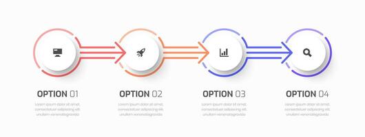 Infographic Business with Thin Line, Circle Label, Icon and 4 Option for Presentation vector