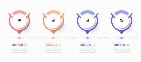 Timeline Infographic Business with Circle Label, Icon, and 4 Option for Presentation, Diagram vector