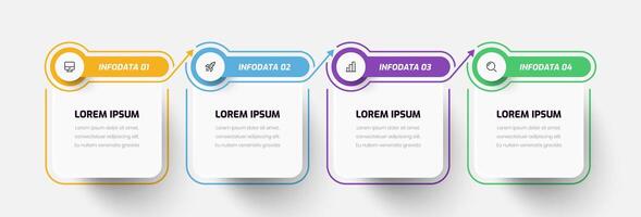 Infographic Business with Abstract Design, Line, Icon, and 4 Option for Presentation vector