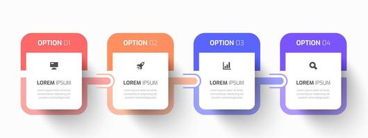 Infographic Business with Rounded Rectangle Label, Icon and 4 Number for Presentation vector
