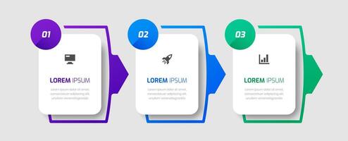 Infographic Business with Rounded Rectangle Label, Icon and 3 Numbers for Presentation vector