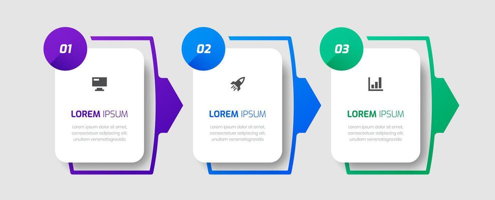 Infographic Business with Rounded Rectangle Label, Icon and 3 Numbers for Presentation