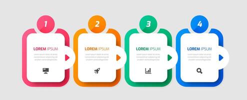 Infographic Business with Rounded Rectangle Label, Icon and 4 Numbers for Presentation vector