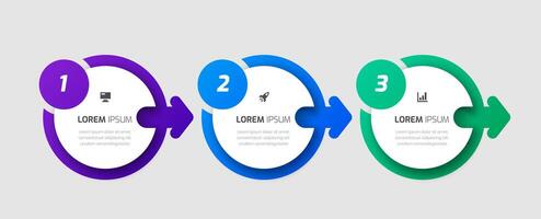 Infographic Business with Circle Label, Arrows, Icon and 3 Numbers for Presentation vector
