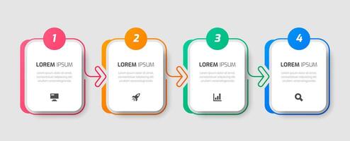 Infographic Business with Rounded Rectangle Label, Icon and Four Numbers for Presentation vector
