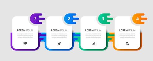 Infographic Template with Rounded Rectangle Label, Icon and Four Numbers for Presentation vector
