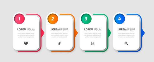 Infographic Business Template with Rounded Rectangle Label, Icon and 4 Numbers for Presentation vector