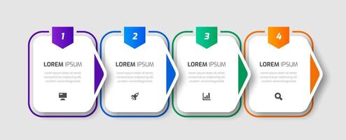Infographic Business with Rectangle Label, Arrows, Icon and 4 Numbers for Presentation vector