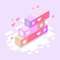 Stacked Heart-Shaped Boxes with Floating and Minimal Design vector