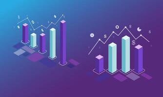 3D Bar Graph and Data Visualization Design for Business Growth and Market Analysis vector
