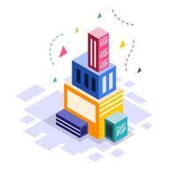 Isometric Creative Blocks Construction Abstract Design vector