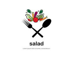Culinary Creation Fresh Salad Utensils Artistic Food Logo Design vector
