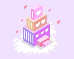 Isometric Heart Boxes with Soft Colors and Floating Design vector