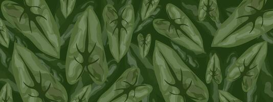 Seamless Forest Green Leaf Art Pattern with Texture vector