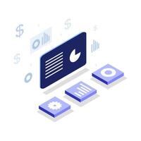 Isometric Digital Communication Network Data Exchange vector