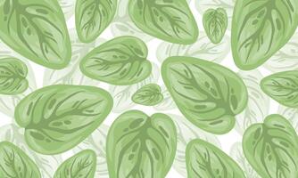 Cool-Toned Leaf Print Background with Gentle Green Palette vector