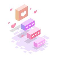 3D Heart Boxes with Floating Love Symbols and Soft Colors vector