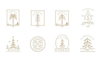 Evergreen Logo Set Simple Natural Tree Design vector