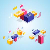 3D Digital Icons and Charts for Business Analysis and Growth with Data Visualization vector
