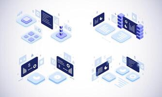 Isometric Digital Technology Network Connection Interface vector