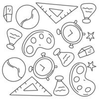Education Doodle Icons with Science and Art Tools vector