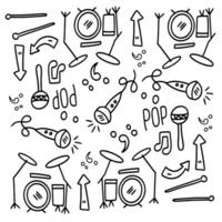 Music and Sound Doodle Set in Modern Style vector