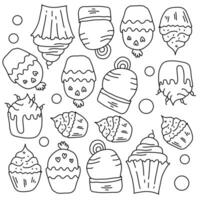 Doodle Set of Cupcakes and Tasty Sweets vector
