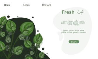 Elegant Landing Page Concept with Botanical Leaf Theme vector