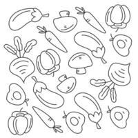 Sketch of fresh vegetables including onions carrots and tomatoes vector