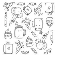 Birthday Party Icons and Objects Seamless Pattern Illustration vector