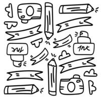 Creative Art Elements and Symbols in Black and White vector