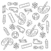 Educational Icons Set with Tools, Books, and Learning Materials for Students and Teachers vector