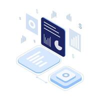 Isometric Data Analysis Report Chart Information Interface vector