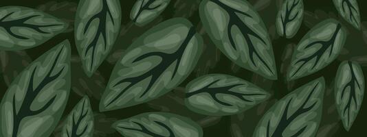 Seamless Background Pattern of Deep Green Leaf Layers vector