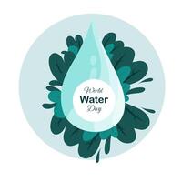 Clean World Water Day Poster with Leaf and Drop Motif vector