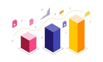 Business Growth Bar Chart Data Analysis Progress vector