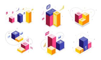 Isometric Abstract Data Analysis Visualization Concept vector