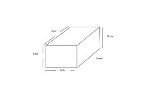 Cuboid diagram with labeled dimensions, technical line drawing, geometric shape illustration vector