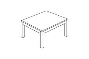 simple table line drawing, isometric furniture sketch, isolated outline graphic vector