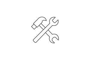 Settings configuration Icon crossed hammer wrench toolkit symbol vector