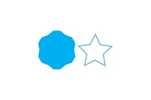 Cyan geometric shapes, irregular hexagon and light blue star outline, isolated graphic icons vector