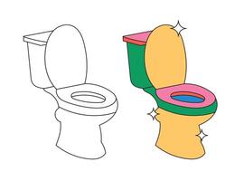 Illustration toilet retro with line unique design vector