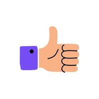 Cartoon hand giving thumbs up sign. Ideal for success symbols, like buttons, approval icons, and user experience illustrations in digital products vector