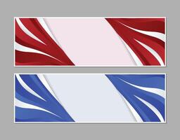 Two modern banner designs with red and blue color schemes, perfect for website headers, social media posts, or advertising campaigns. Each banner features a clean, abstract design with space for text. vector