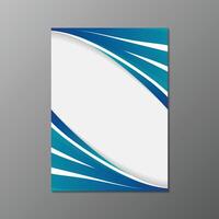 Clean and modern annual report cover design with blue wave elements on a white background and grey backdrop. vector